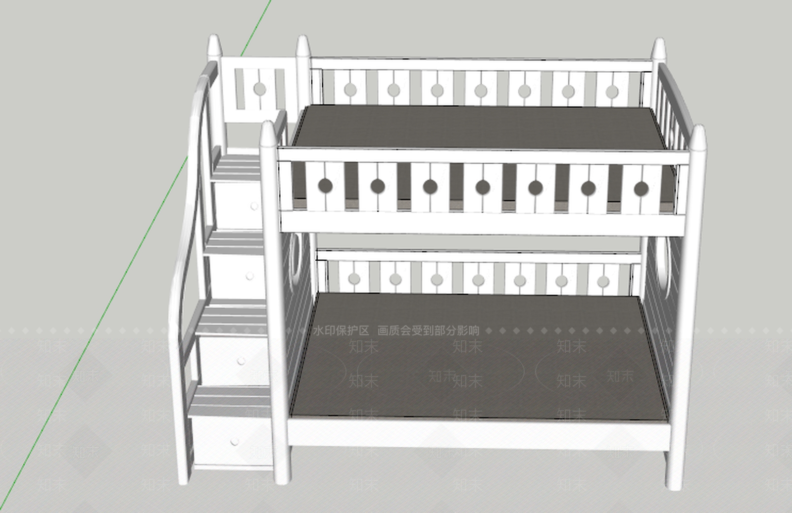 儿童双人高低床SU模型下载【ID:534175436】