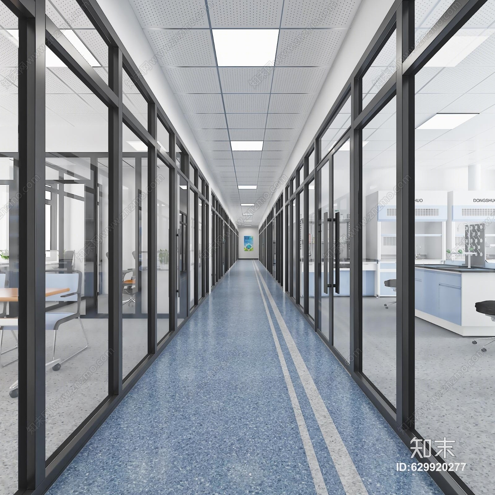 现代实验室以及走廊3D模型下载【ID:629920277】
