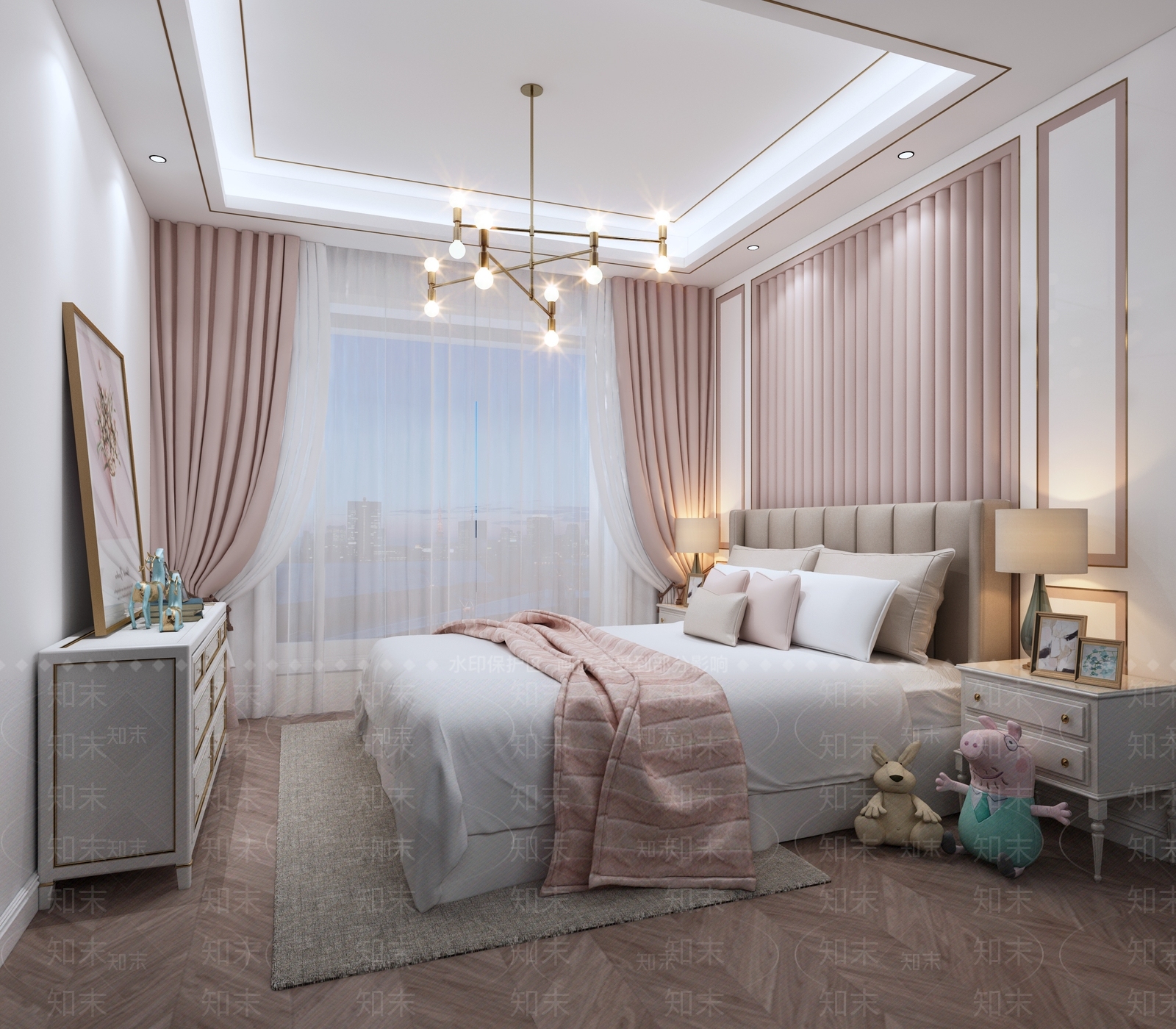 现代女孩房公主房卧室3D模型下载【ID:435055350】