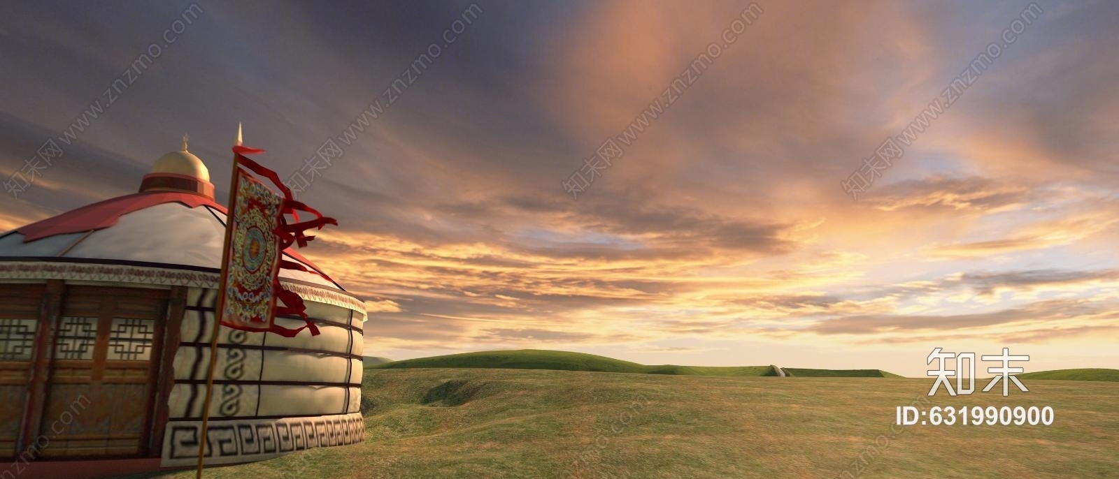 新中式蒙古包3D模型下载【ID:631990900】