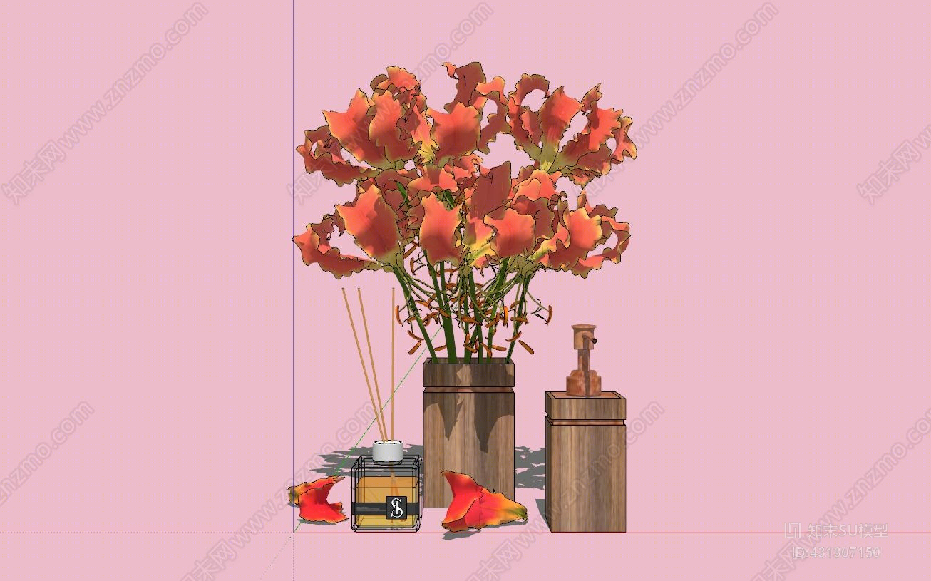 现代花草SU模型草图