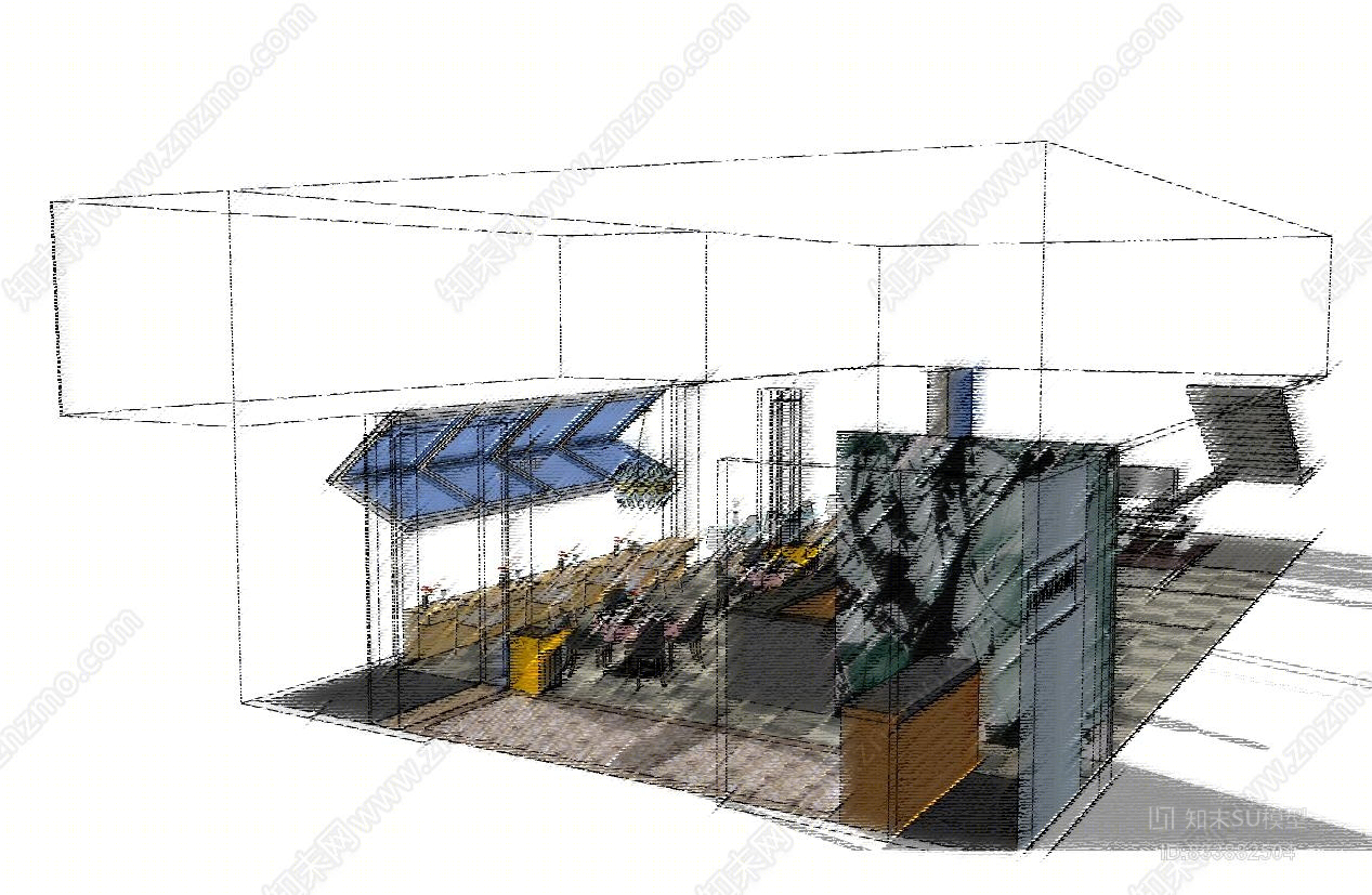 北欧风格休闲餐厅SU模型下载【ID:833882504】