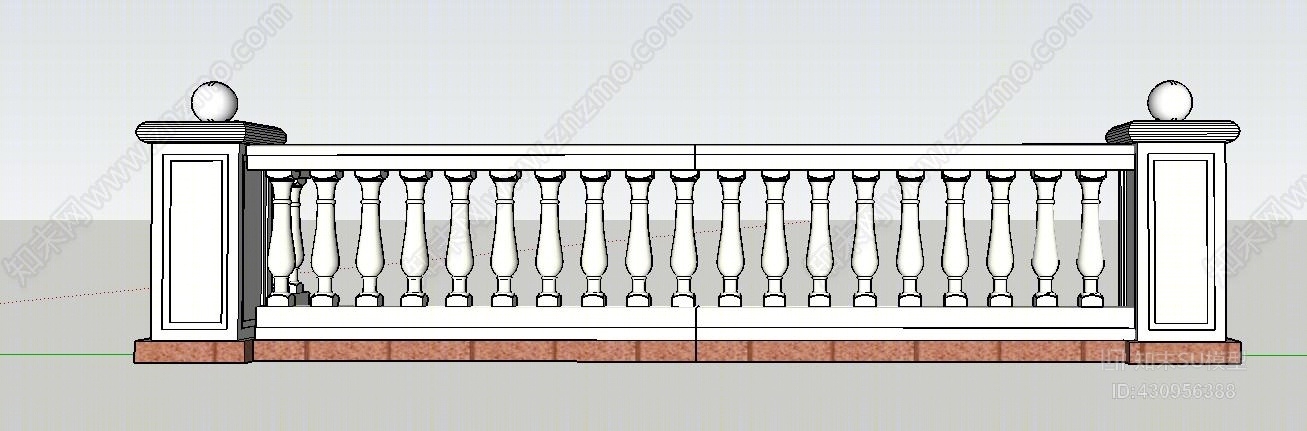 欧式罗马柱扶手及立柱栏杆室外SU模型下载【ID:430956388】