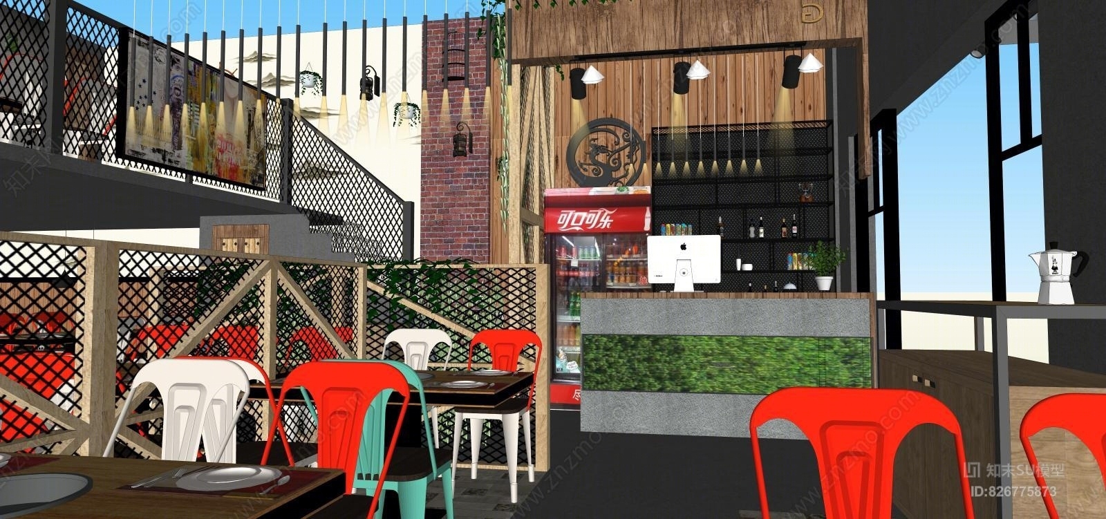 工业风火锅店SU模型下载【ID:826775873】