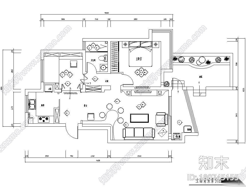 110㎡现代简约风两房两厅住宅装修施工图施工图下载【ID:180745155】