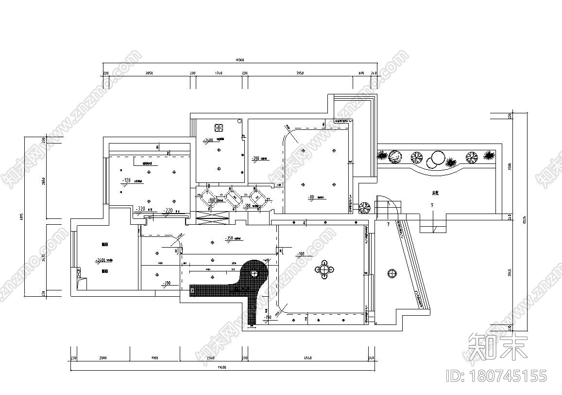 110㎡现代简约风两房两厅住宅装修施工图施工图下载【ID:180745155】