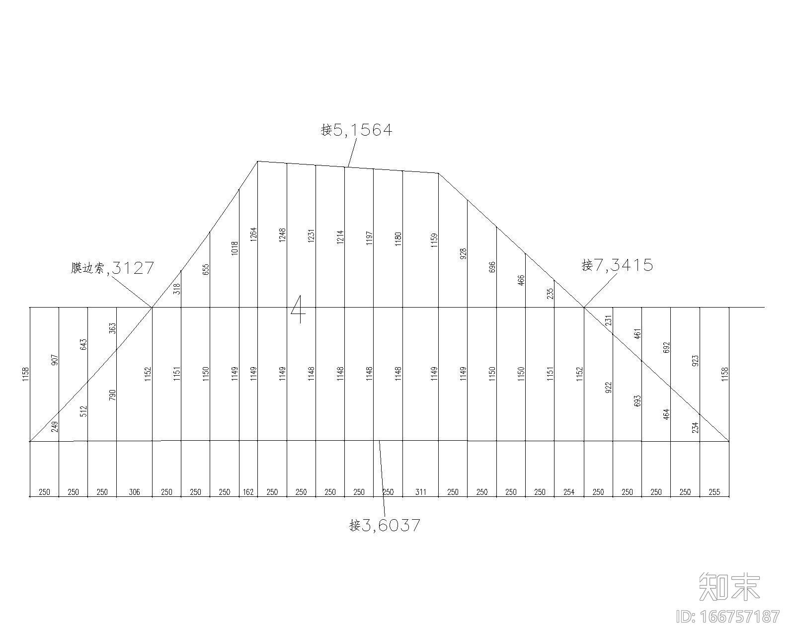 钢索膜结构结构施工图（CAD）施工图下载【ID:166757187】