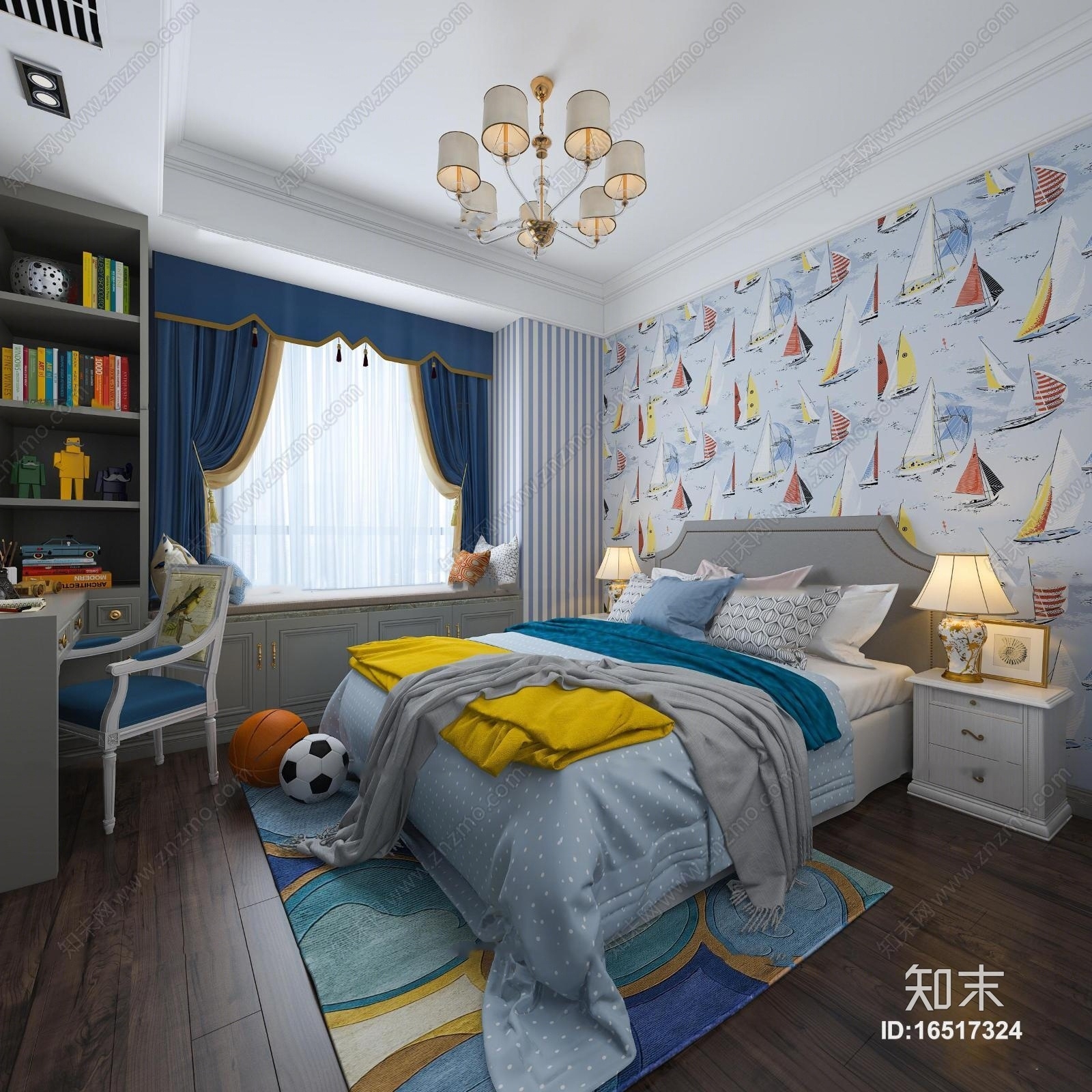 欧式男孩儿童房3D模型下载【ID:16517324】
