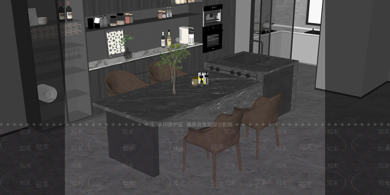 现代酒店餐厅SU模型下载【ID:1215211463】