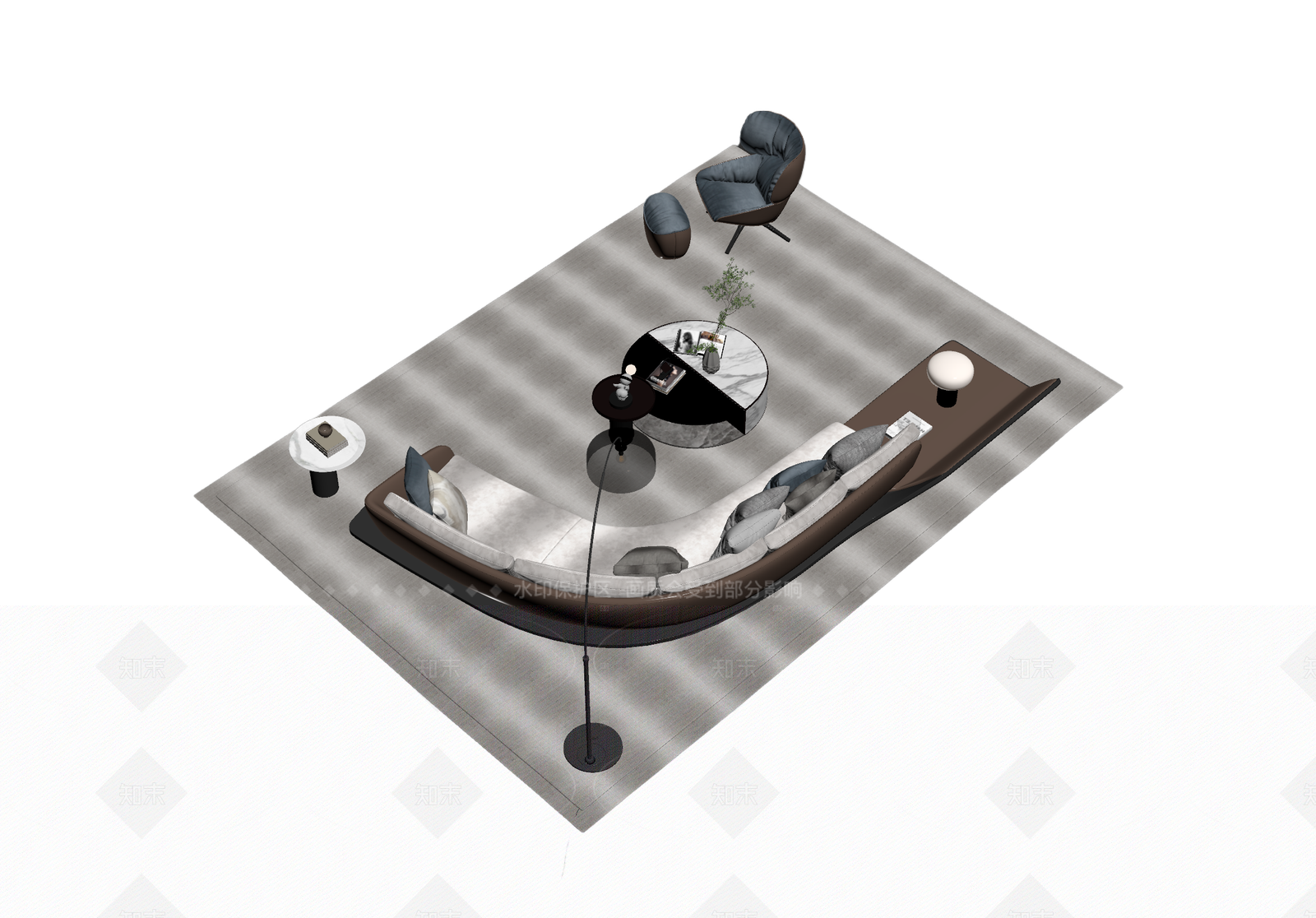 现代客厅组合家具3D模型下载【ID:1205545879】
