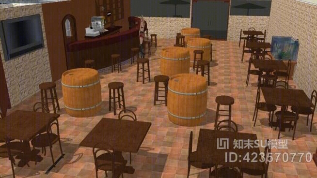 室内酒吧SU模型下载【ID:423570770】