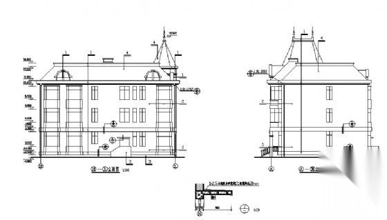 某欧式三层高级商住楼建筑施工图cad施工图下载【ID:167037105】