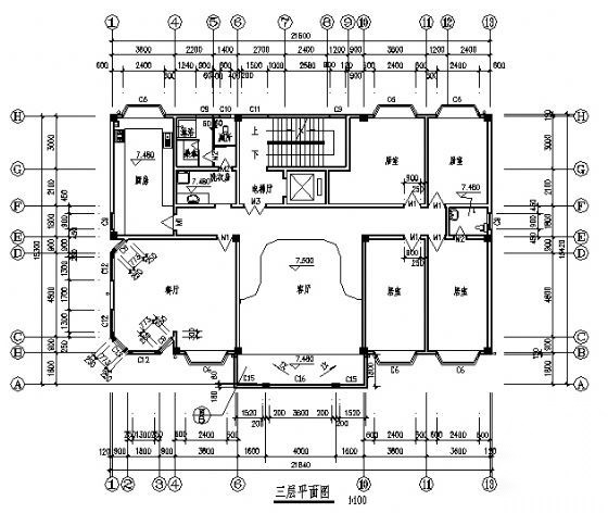 某欧式三层高级商住楼建筑施工图cad施工图下载【ID:167037105】