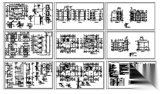 某欧式三层高级商住楼建筑施工图cad施工图下载【ID:167037105】