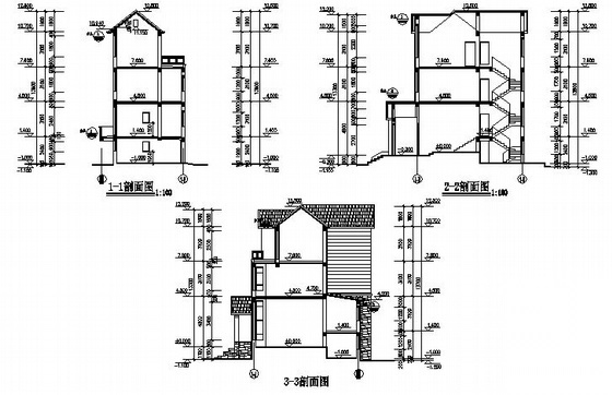 [辽宁]某三层联体别墅建筑施工图cad施工图下载【ID:149916129】