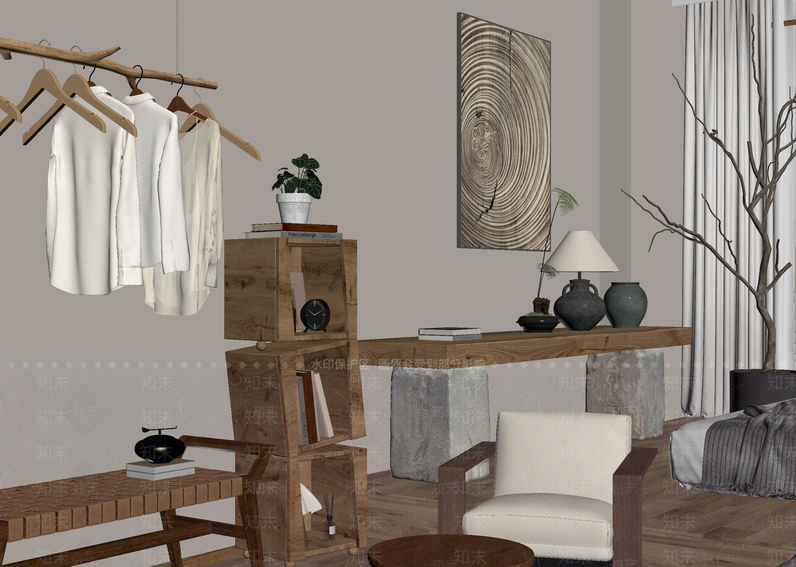 侘寂玄关3D模型下载【ID:1215030031】