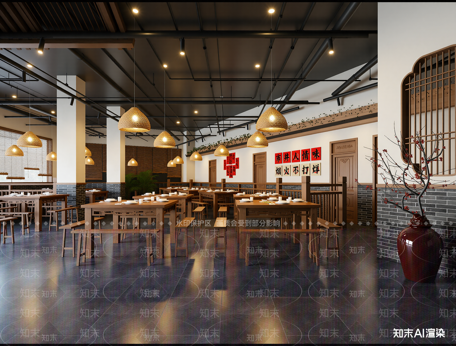 新中式中餐厅3D模型下载【ID:1215157872】