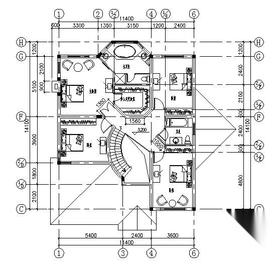 某小型二层别墅建筑方案图05cad施工图下载【ID:149921129】