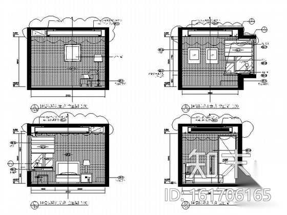 [上海]现代舒适温馨三居室样板间CAD施工图cad施工图下载【ID:161706165】