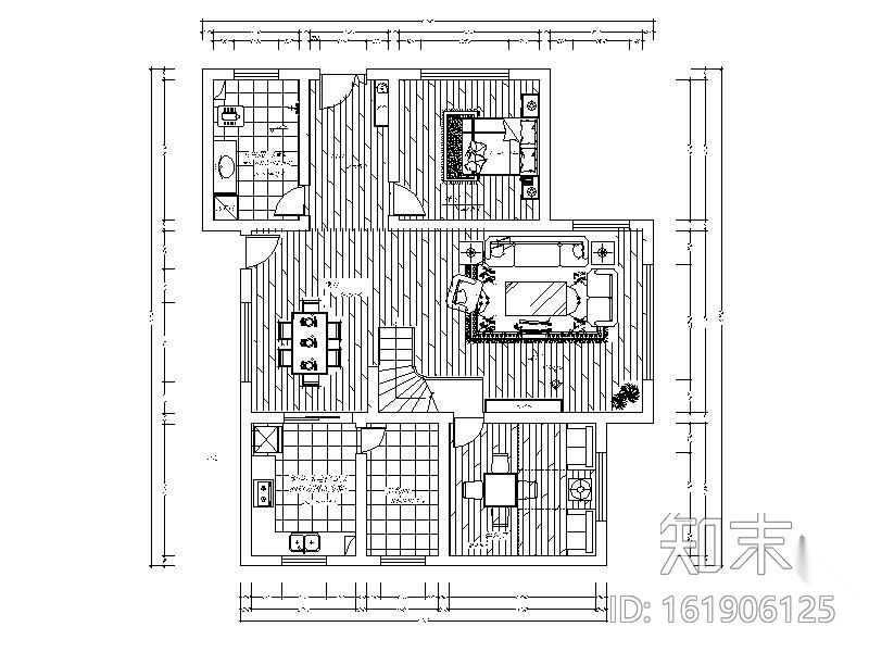 [云南]某简中式双层别墅装修图（含效果）cad施工图下载【ID:161906125】