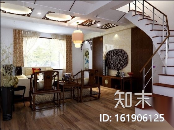 [云南]某简中式双层别墅装修图（含效果）cad施工图下载【ID:161906125】