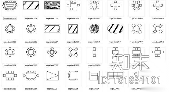 常用家具平面图块集cad施工图下载【ID:161831101】