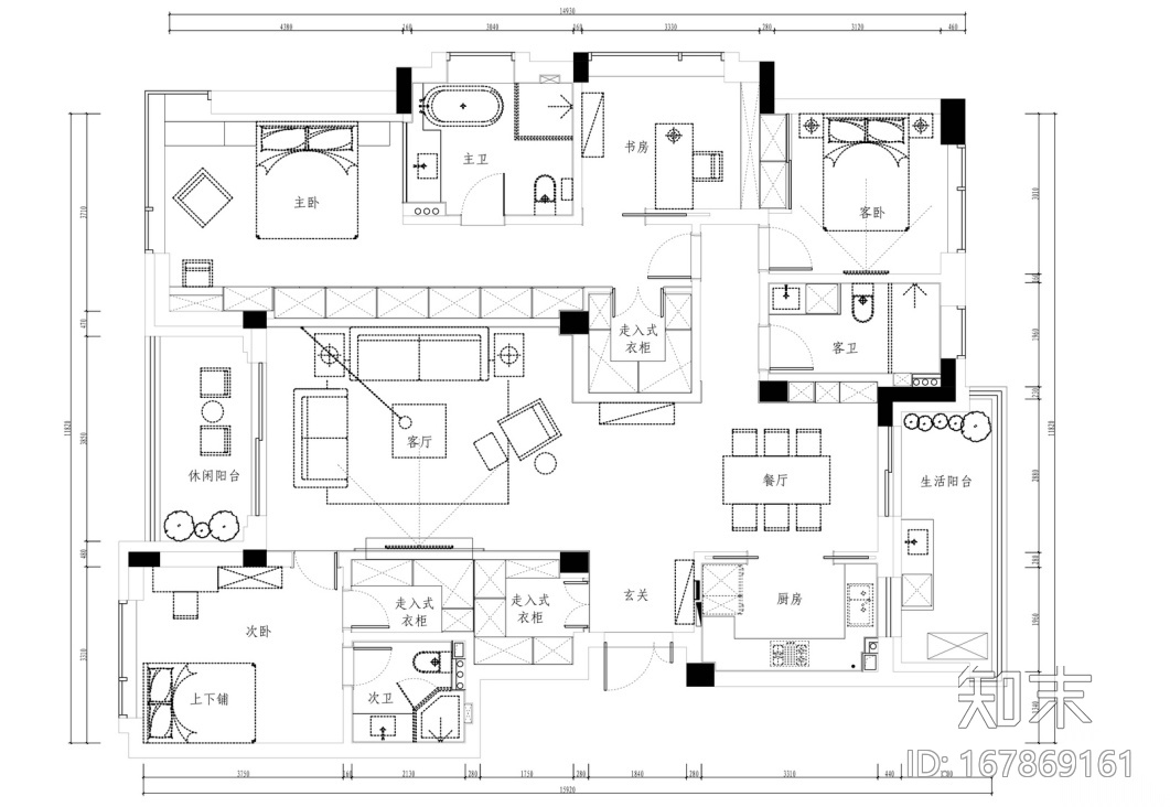 [杭州]凯旋门三居室住宅设计施工图及效果图施工图下载【ID:167869161】