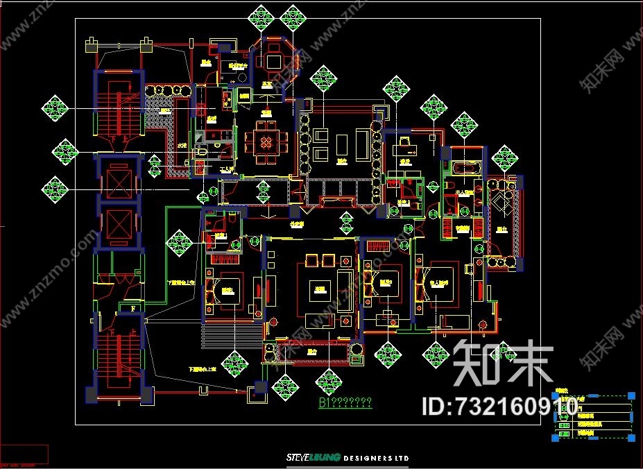 梁志天—深圳香蜜湖示範單位大户型样板间cad施工图施工图下载【ID:732160910】