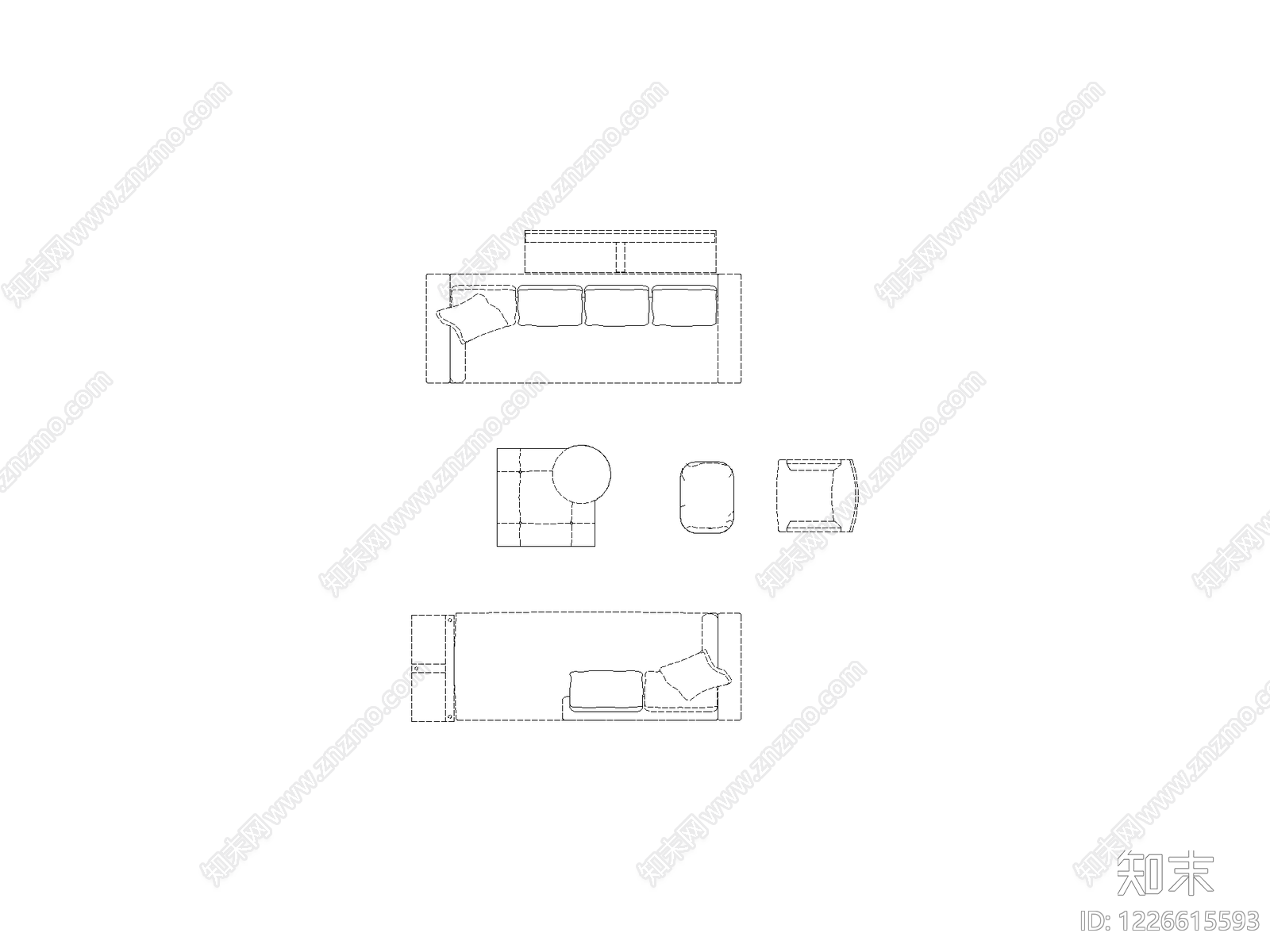 沙发cad施工图下载【ID:1226615593】