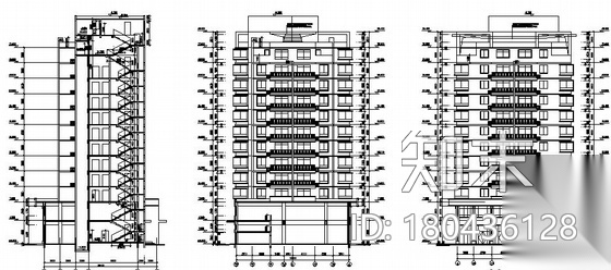 [苏州]某十一层底商住宅楼建筑施工图（带效果图）cad施工图下载【ID:180436128】