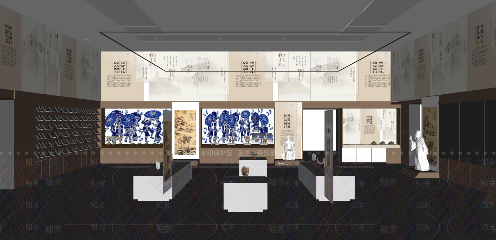 新中式非遗展厅SU模型下载【ID:1215200803】