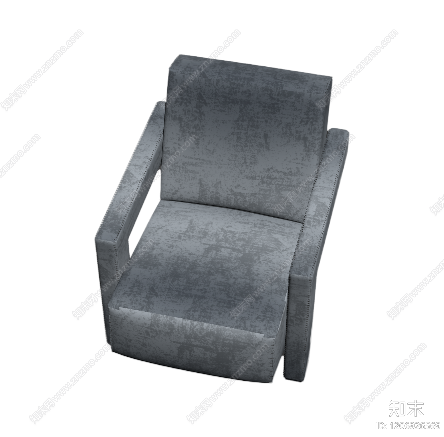灰色布艺扶手椅3D模型下载【ID:1206926569】