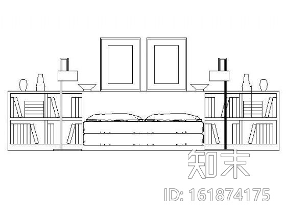 精致床立面图块cad施工图下载【ID:161874175】