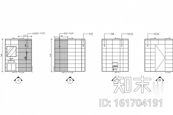 [北京]交通便利成熟配套商圈小区现代风格一居室装修图cad施工图下载【ID:161704191】
