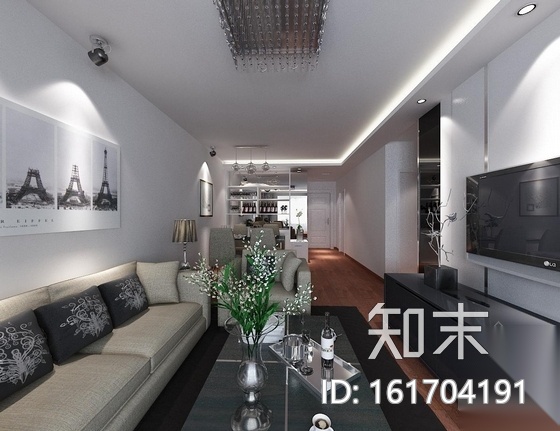[北京]交通便利成熟配套商圈小区现代风格一居室装修图cad施工图下载【ID:161704191】