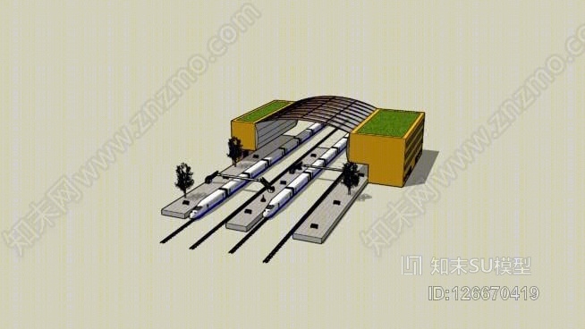 火车站SU模型下载【ID:126670419】