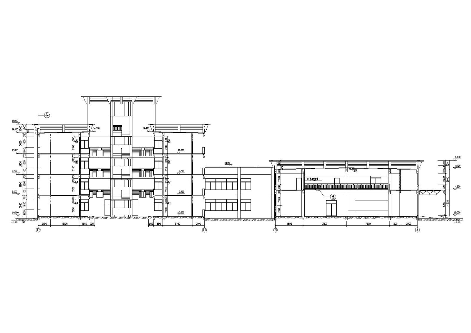 多层食堂庭院宿舍楼建筑施工图cad施工图下载【ID:149537112】