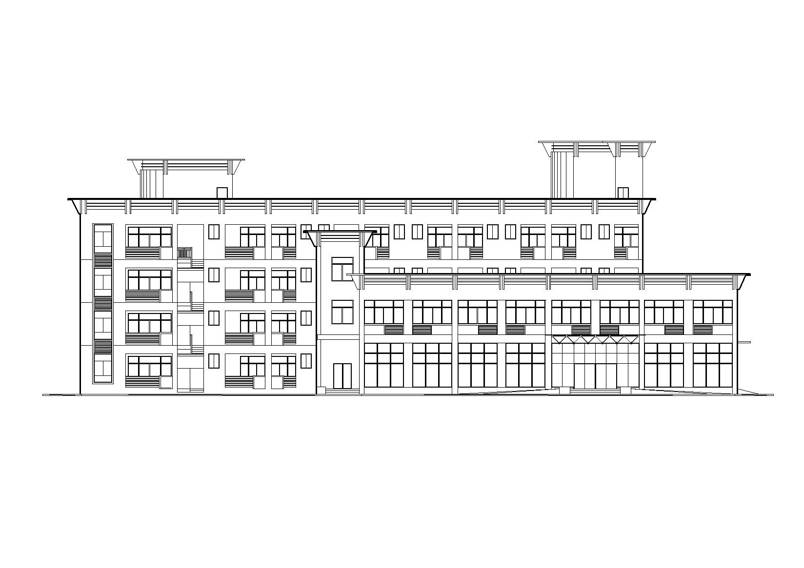 多层食堂庭院宿舍楼建筑施工图施工图下载【ID:164872195】