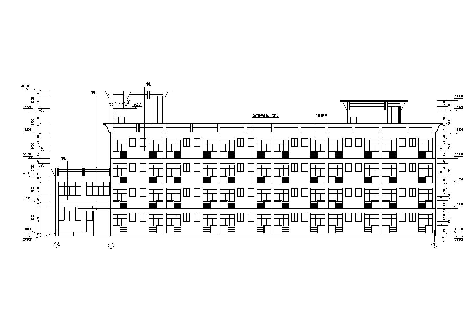 多层食堂庭院宿舍楼建筑施工图施工图下载【ID:164872195】