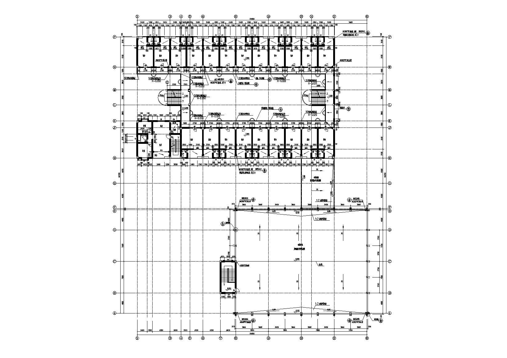 多层食堂庭院宿舍楼建筑施工图施工图下载【ID:164872195】