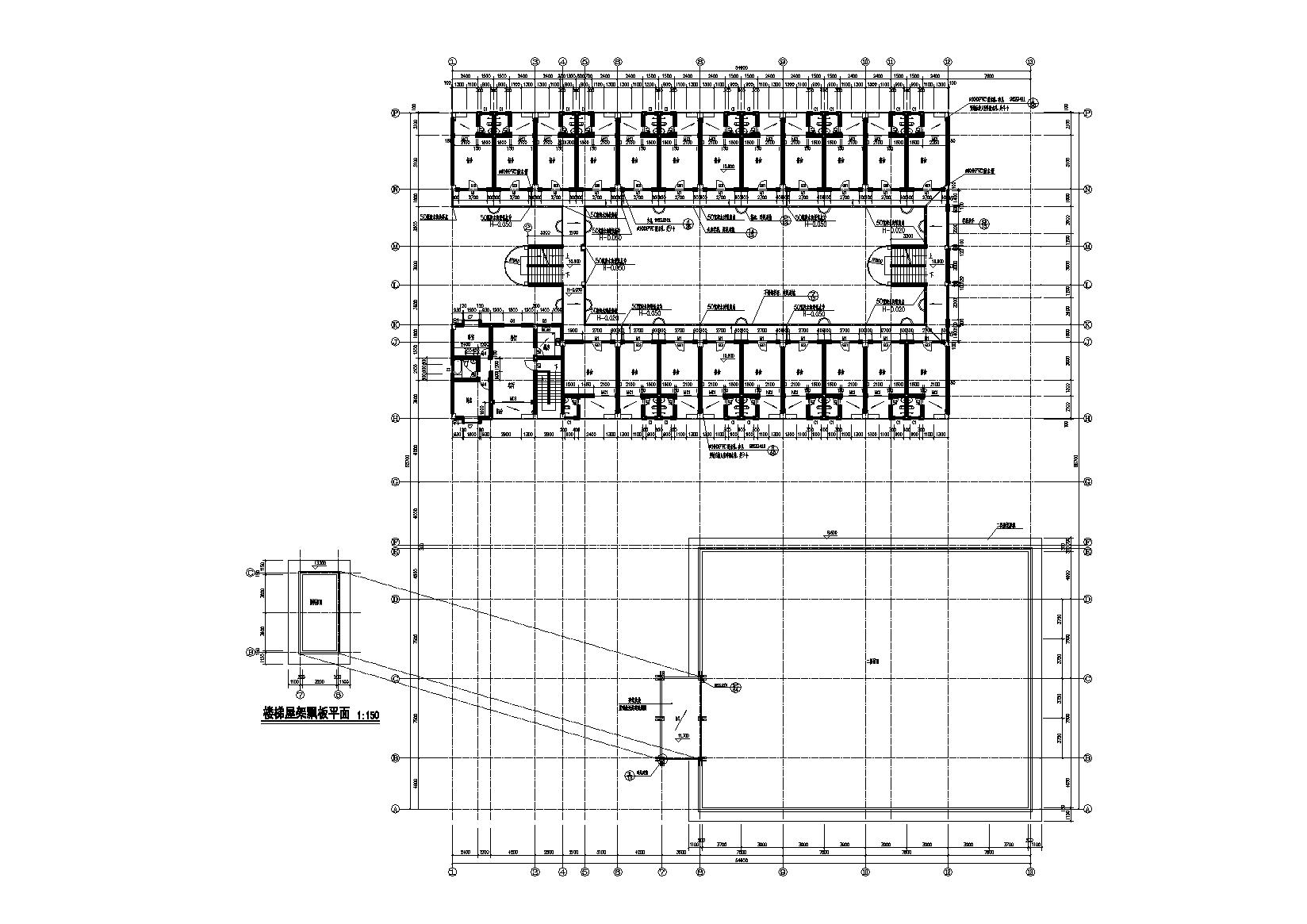 多层食堂庭院宿舍楼建筑施工图施工图下载【ID:164872195】