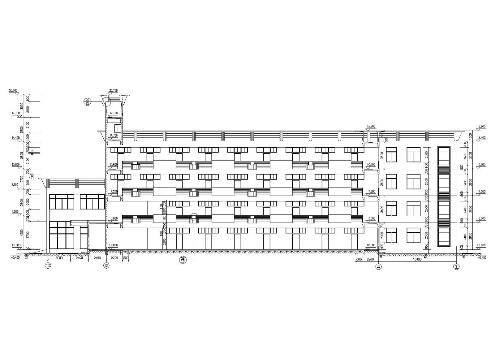 多层食堂庭院宿舍楼建筑施工图cad施工图下载【ID:149537112】