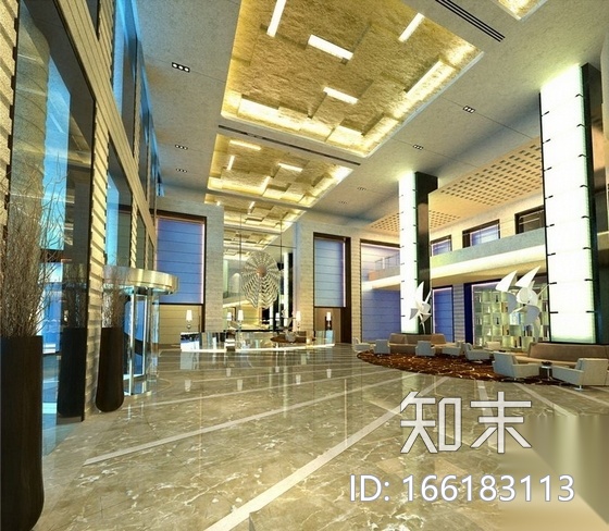 [南昌]国际化五星级假日酒店大堂装修施工图（含效果）施工图下载【ID:166183113】