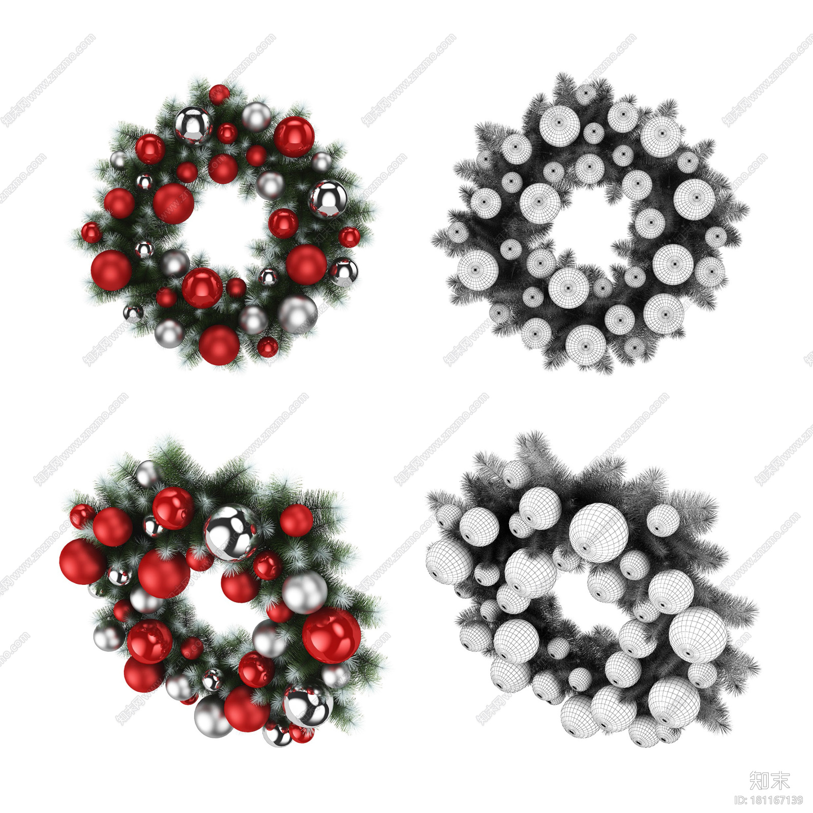 圣诞节装饰品-花环3CG模型下载【ID:181167139】