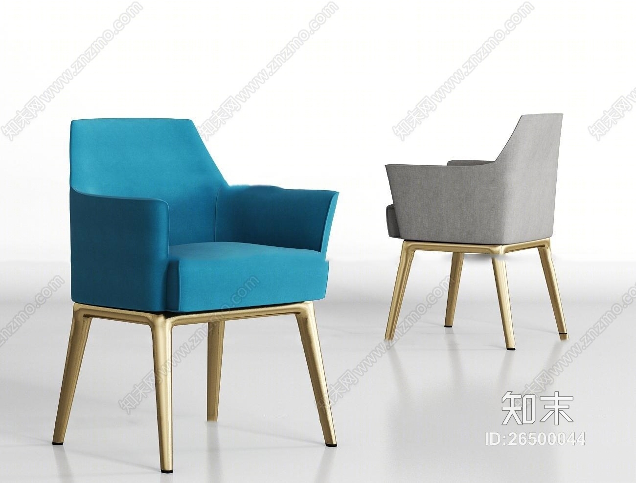现代金属布艺单椅组合3D模型下载【ID:26500044】