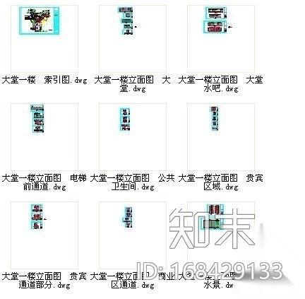 新中式酒店大堂室内装修设计图施工图下载【ID:168429133】