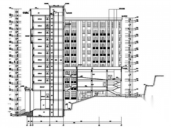 [重庆]知名大学院系高层办公楼建筑施工图cad施工图下载【ID:166552154】