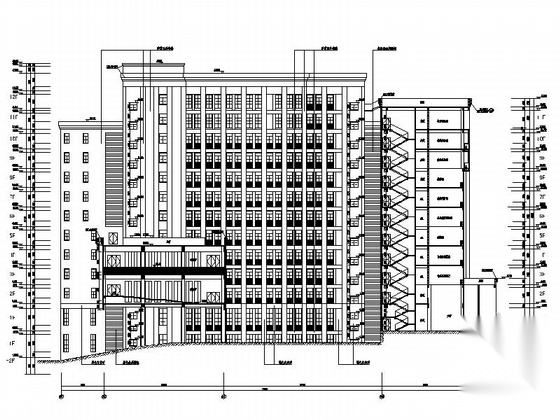 [重庆]知名大学院系高层办公楼建筑施工图cad施工图下载【ID:166552154】