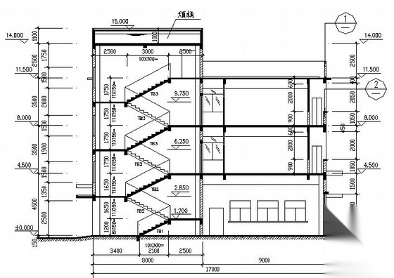 某三层办公楼建筑施工图cad施工图下载【ID:151402129】