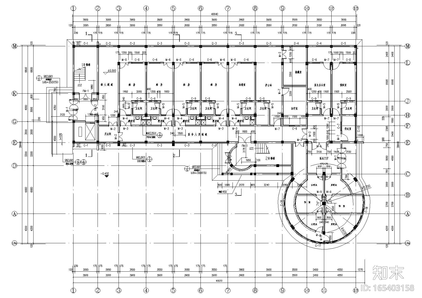 [湖北]潜江市中心医院建筑工程方案图cad施工图下载【ID:165403158】